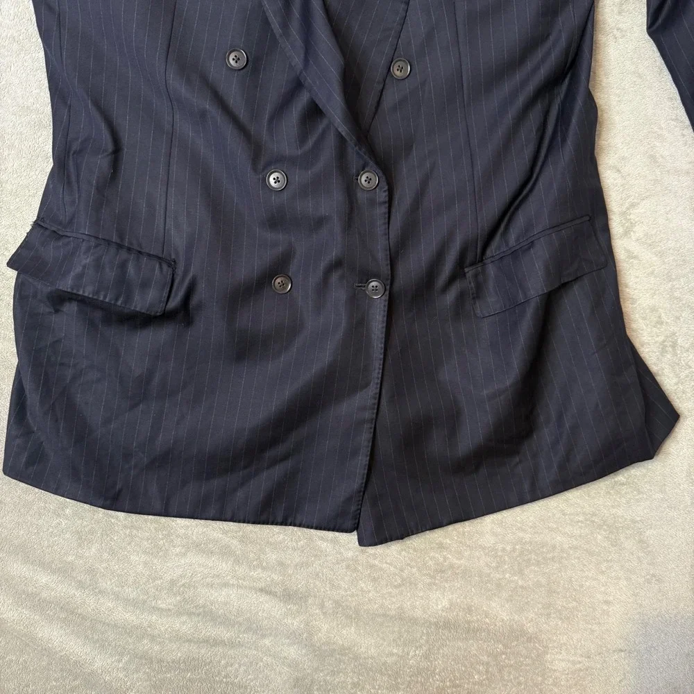 Loro Piana‎ Blazer Mens 46L Navy Pinstripe Wish Super 160s Double Breasted
